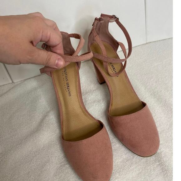 Christian Siriano Pink Suede Closed Toe Heels w/ Zipper - Size 8 1/2 - Picture 5 of 9